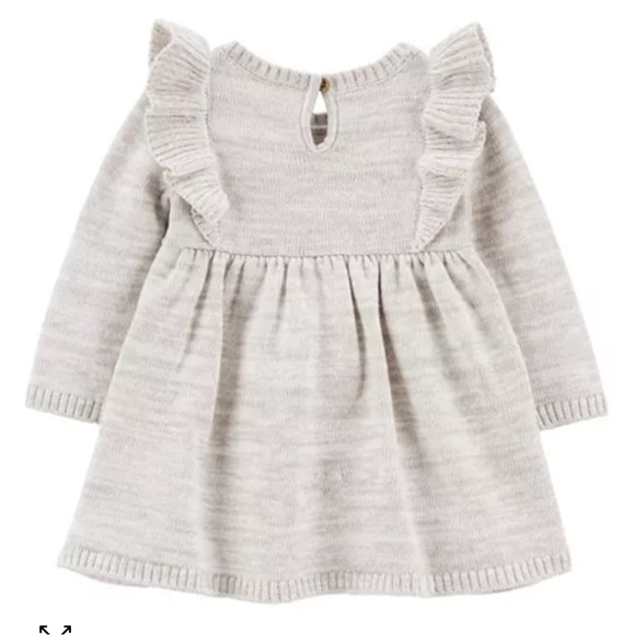 Carter’s Infant Baby Girl Beige Long Sleeve Sweater Dress and Bloomer 12 Months - Picture 2 of 5